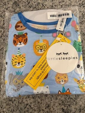 littlesleepies Light Blue Animal Party Pajamas 4T